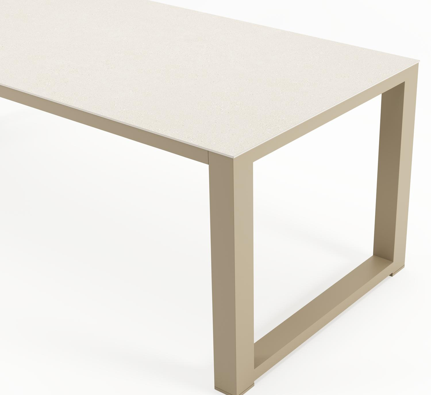 Ensemble de jardin Livo en aluminium beige et sintered stone crema minerale avec 6 chaises de jardin Gerona