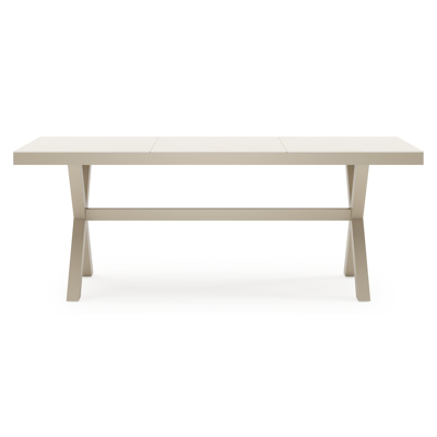 Bahia tuinset rechthoekig in beige aluminium en sintered stone beige met 6 Bahia tuinstoelen