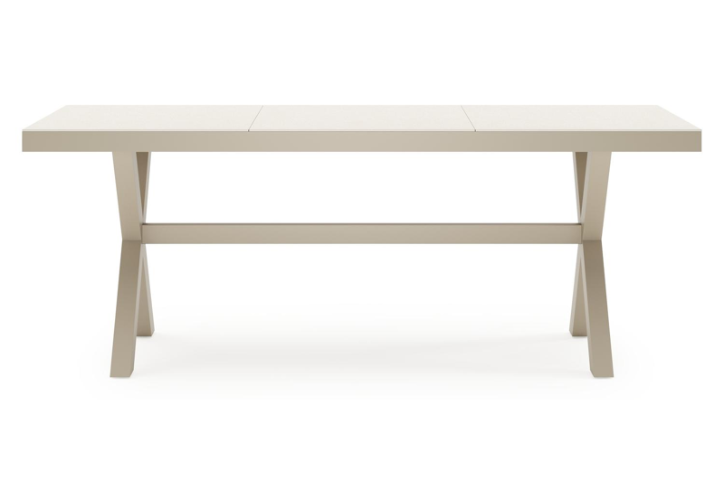 Bahia tuinset rechthoekig in beige aluminium en sintered stone beige met 6 Bahia tuinstoelen