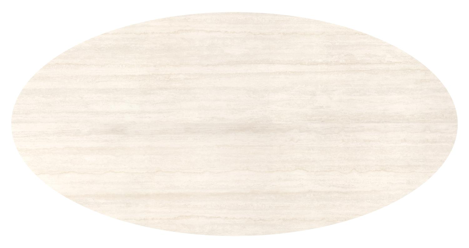 Fano tuintafel ovaal in wit aluminium en volkeramiek Travertino Bianco - L 288 x B 148 x H 75 cm