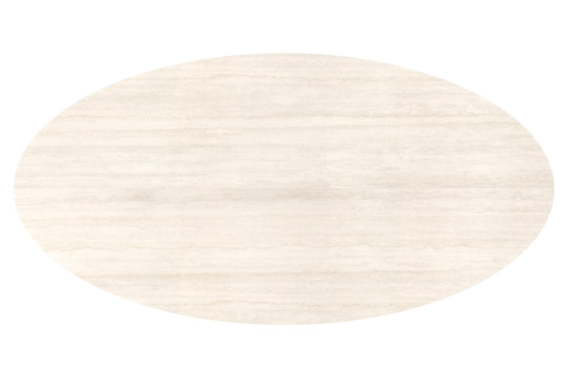 Fano tuintafel ovaal in wit aluminium en volkeramiek Travertino Bianco - L 288 x B 148 x H 75 cm