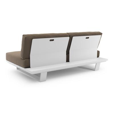 Pagino loungebank in wit aluminium met natte heather grey all weather sunbrella® luxe kussen