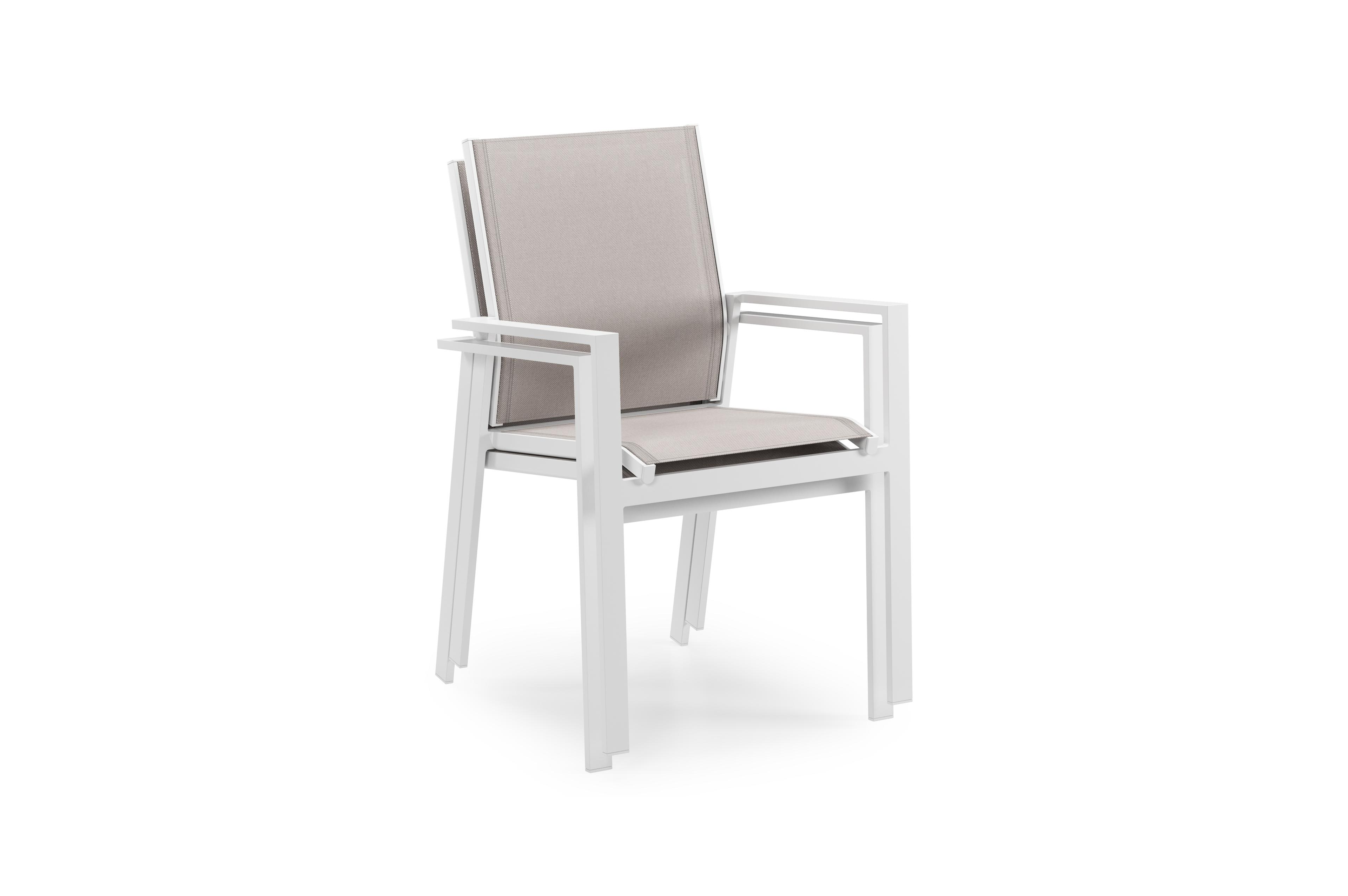 Chaise de jardin Bahia en aluminium blanc et textilène simple beige