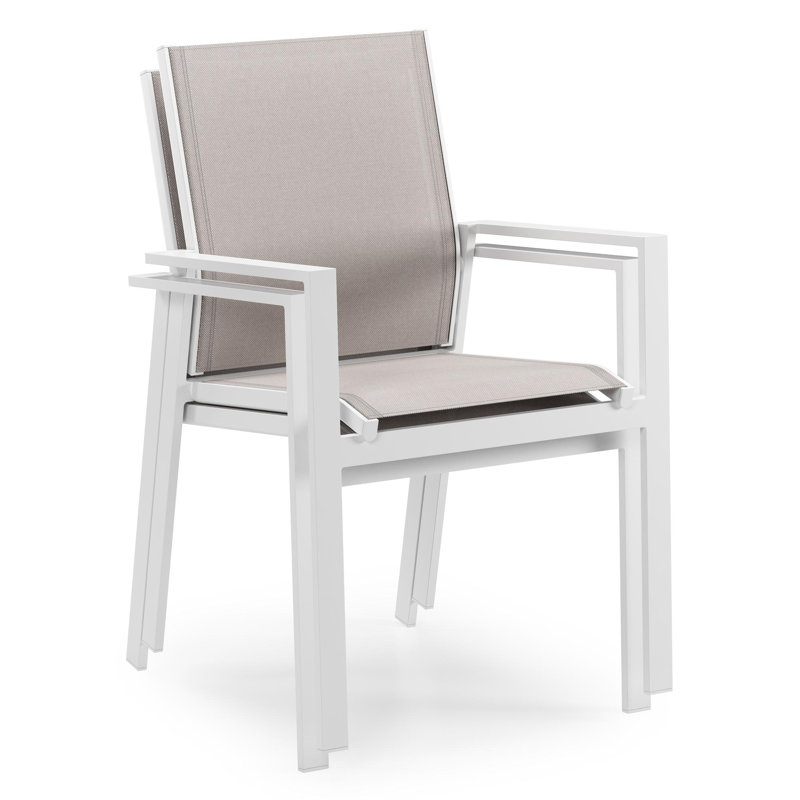 Bahia tuinset in wit aluminium en polywood met 8 Bahia tuinstoelen