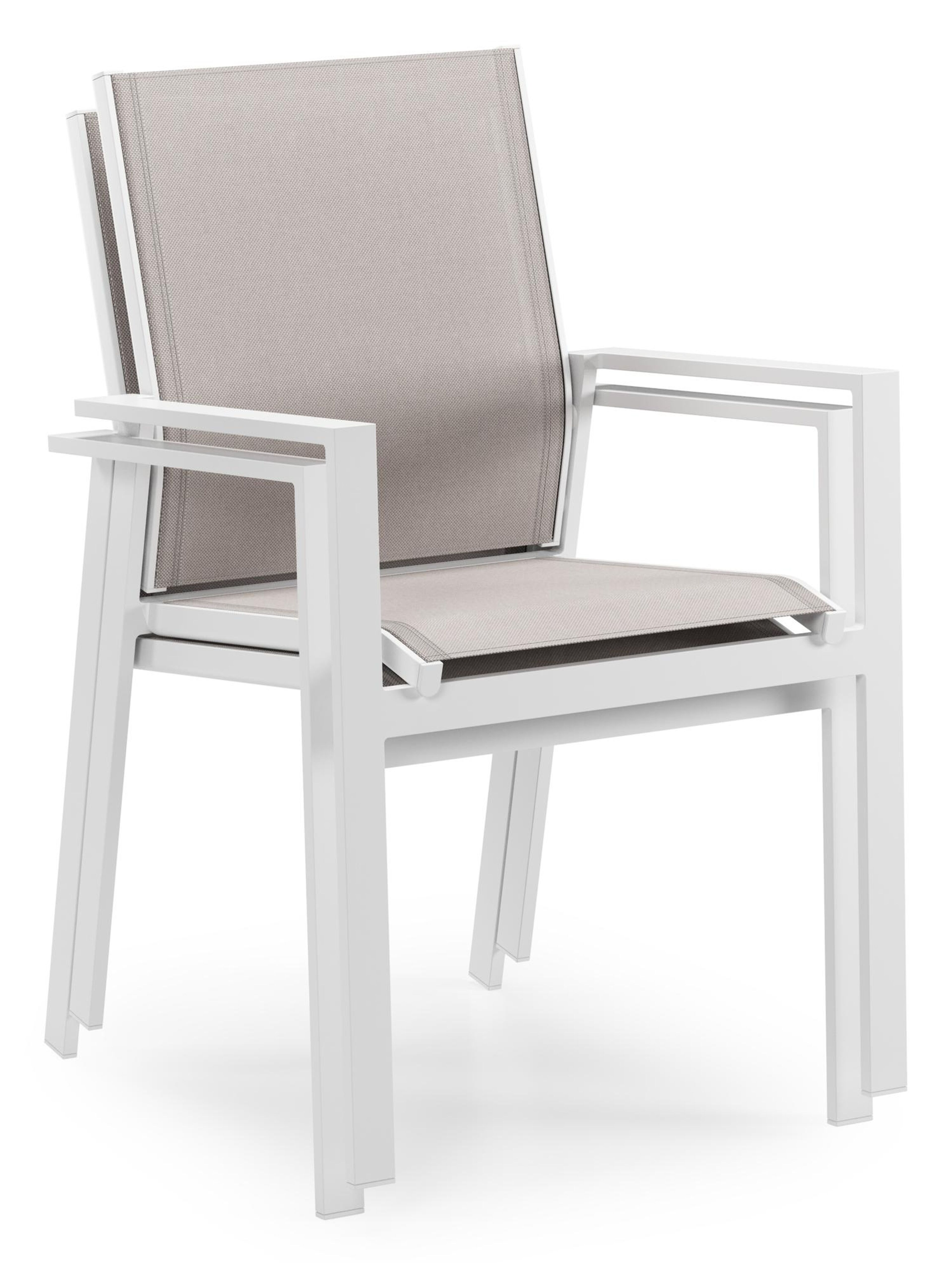 Ensemble de jardin Alora en aluminium blanc et sintered stone gris avec 8 chaises de jardin Bahia