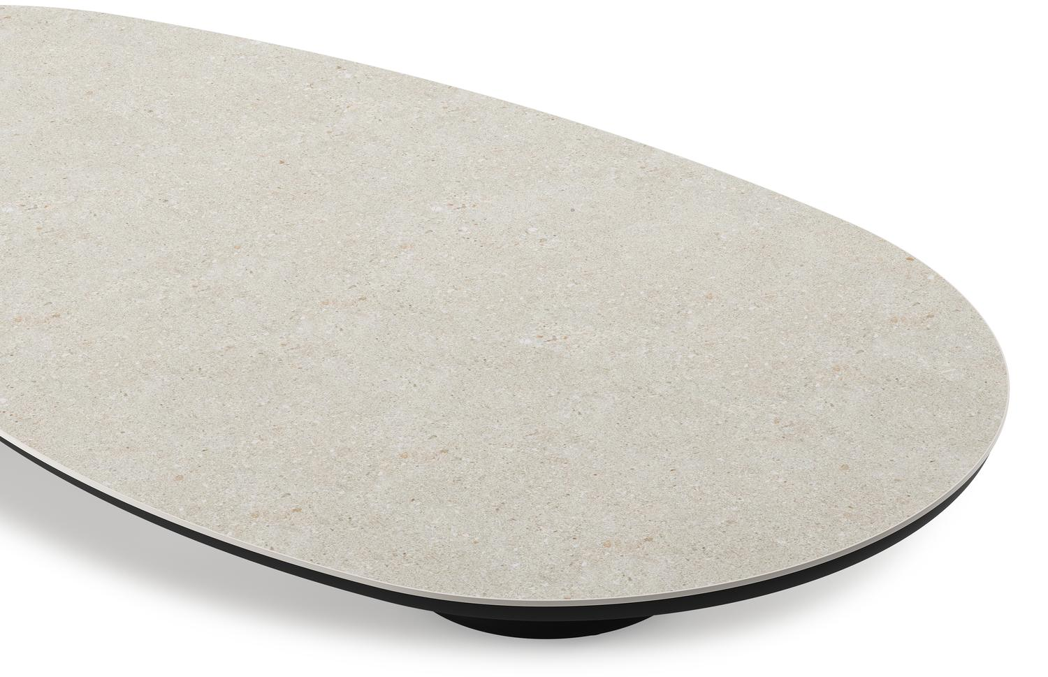 Table de basse Amico organique en aluminium noir et céramique pleine Shilin - Lg. 170 x Lrg. 91 x Haut. 25 cm