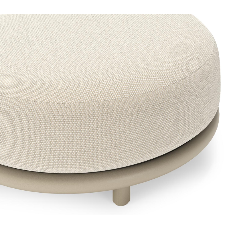 Lomano poef in beige aluminium en beige verticaal geweven luxe vlakke rope met Althea Off White all weather cosytica