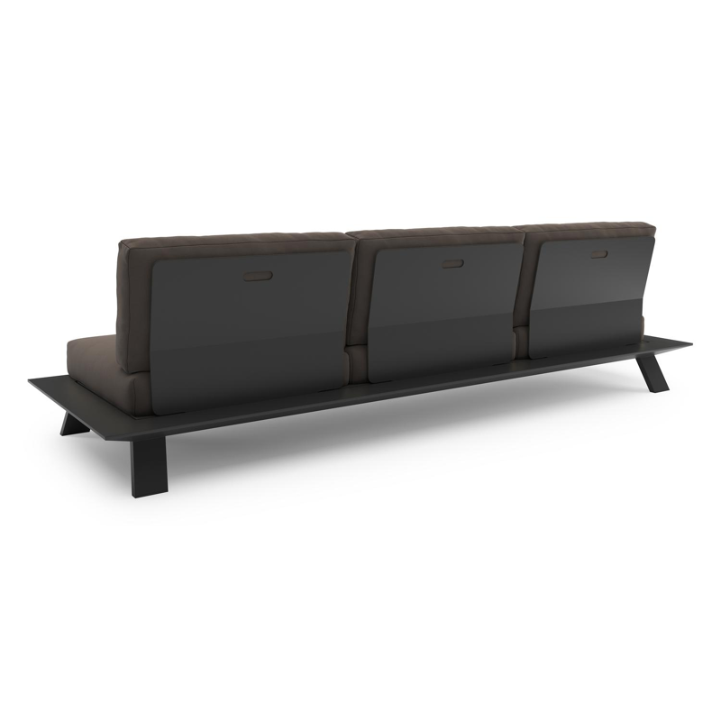 Salon de jardin Cesano en aluminium noir et coussin en all weather Sunbrella® luxe natte nature grey