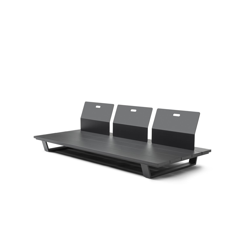 Salon de jardin Pagino 3-pl en aluminium noir