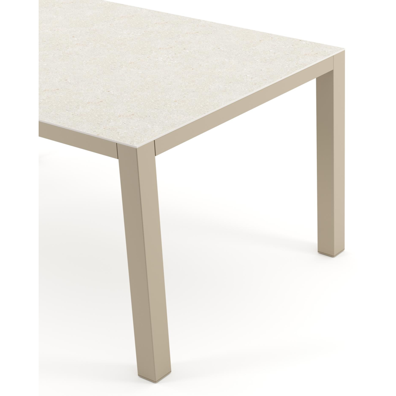 Table de jardin Como rectangulaire en aluminium beige et céramique pleine Shilin - Lg. 160 x Lrg. 100 x Haut. 73 cm