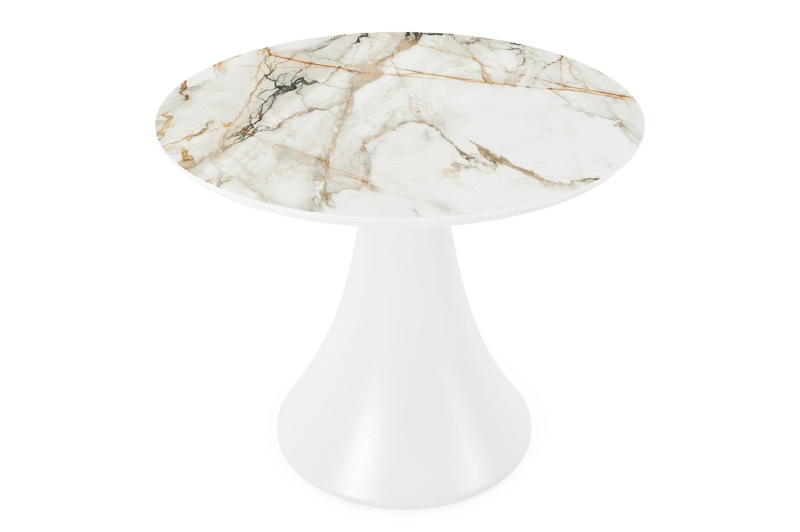 Fano low dining loungetafel in wit aluminium en volkeramiek calacatta luxe - Dia. 65 x H 55 cm