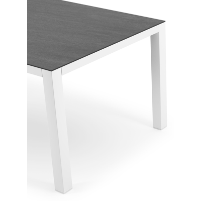 Como tuintafel in wit aluminium en volkeramiek Basalt Black - L 160 x B 100 x H 75 cm