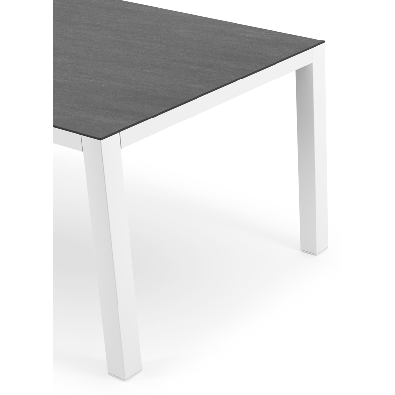 Como tuintafel in wit aluminium en volkeramiek Basalt Black - L 160 x B 100 x H 75 cm