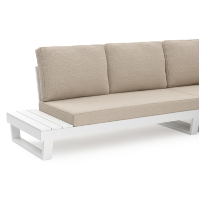 Modica loungehoek in wit aluminium met rustic weather+ softtouch kussens en loungetafel