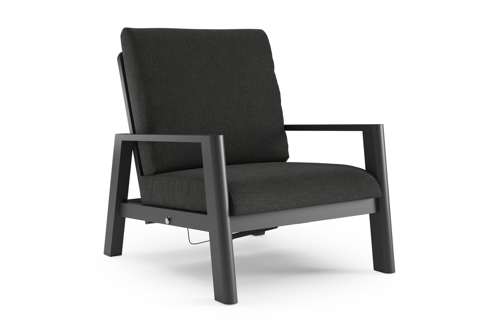 Cirello loungestoel 1-zit in zwart aluminium met chartres sooty all weather sunbrella® luxe kussen