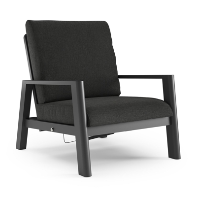 Cirello loungestoel 1-zit in zwart aluminium met chartres sooty all weather sunbrella® luxe kussen