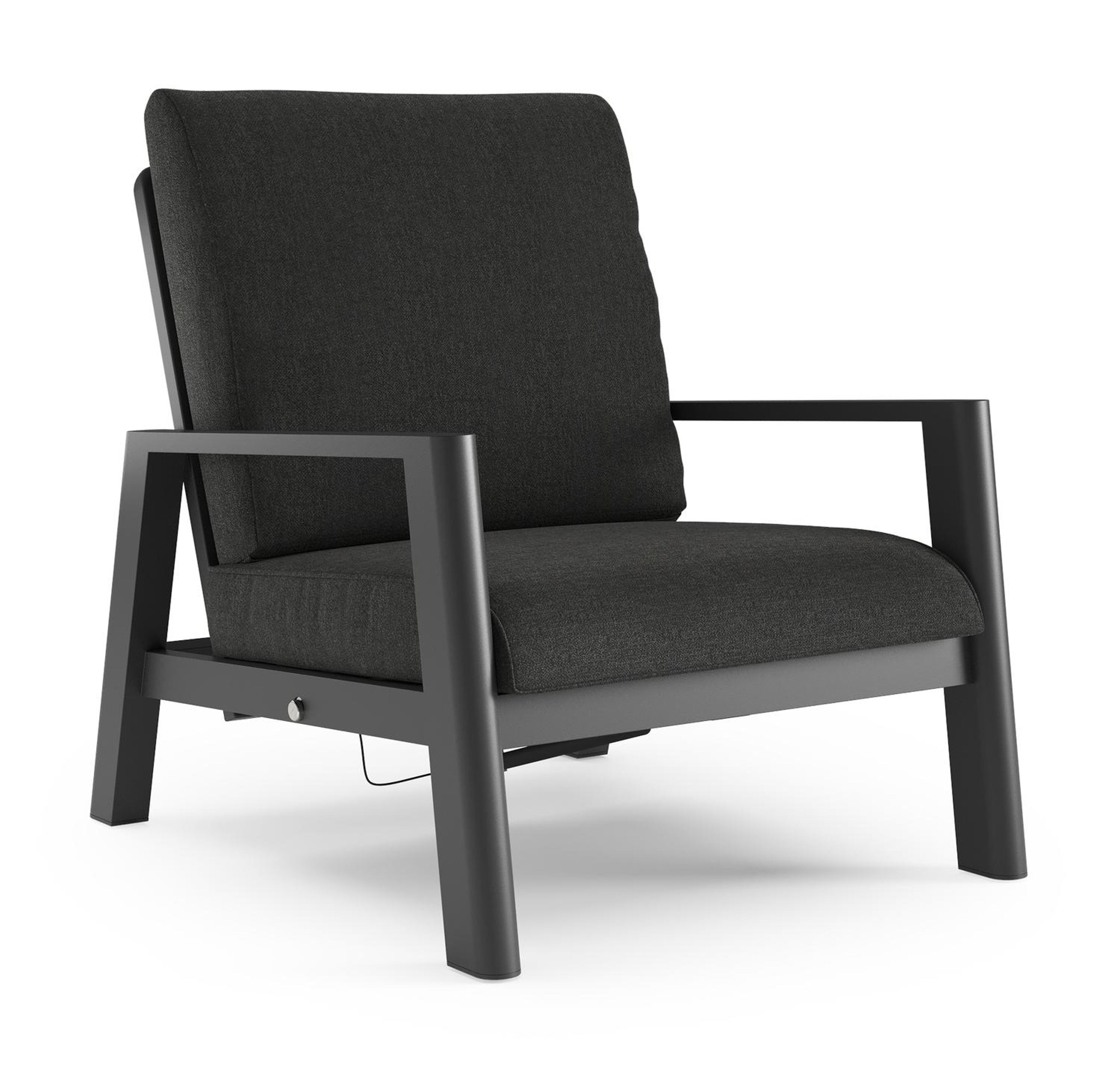 Cirello loungestoel 1-zit in zwart aluminium met chartres sooty all weather sunbrella® luxe kussen