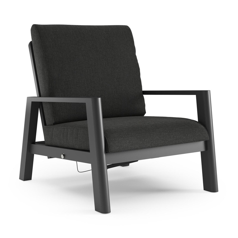 Cirello loungestoel 1-zit in zwart aluminium met chartres sooty all weather sunbrella® luxe kussen