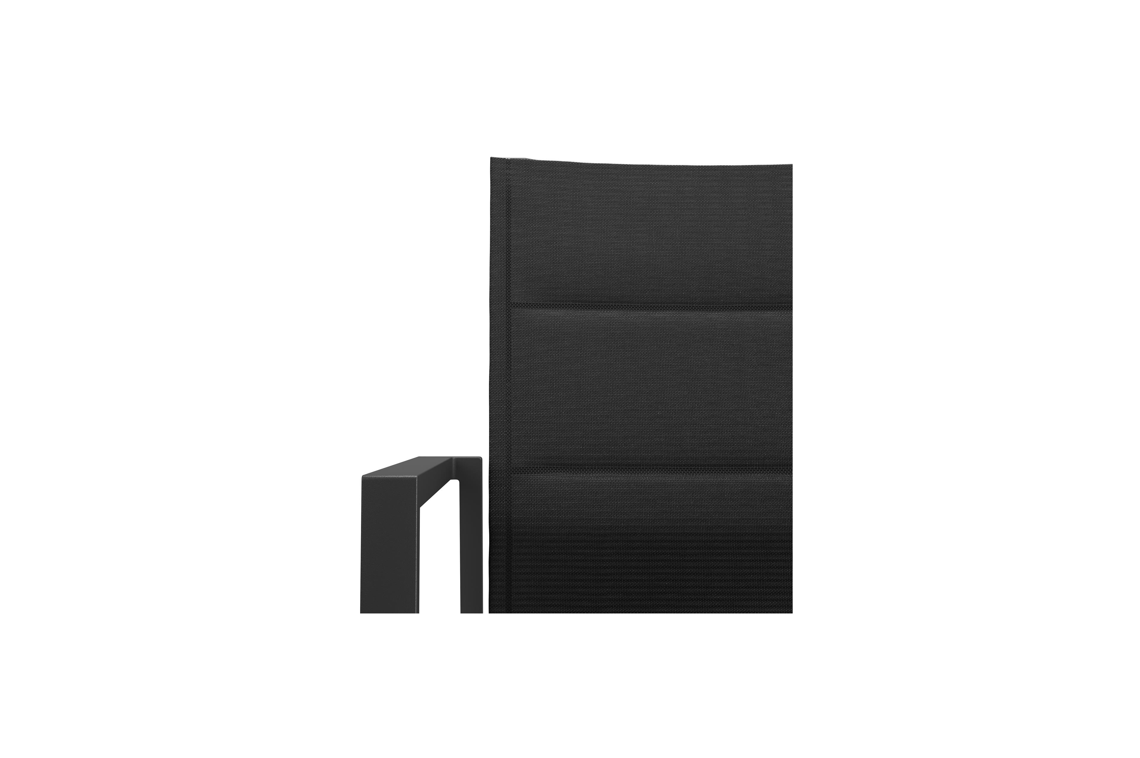 Cirello stapelbare tuinstoel in zwart aluminium en zwart comfort textilene