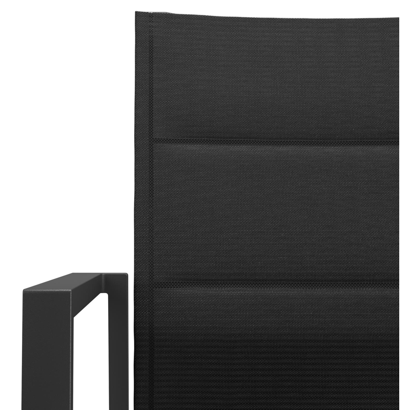 Cirello stapelbare tuinstoel in zwart aluminium en zwart comfort textilene