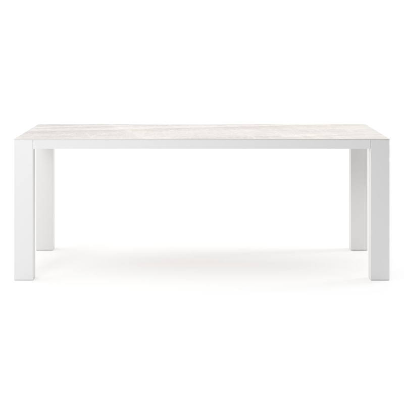 Nano tuintafel rechthoekig in wit aluminium en volkeramiek Taj Mahal - L 200 x B 100 x H 75 cm