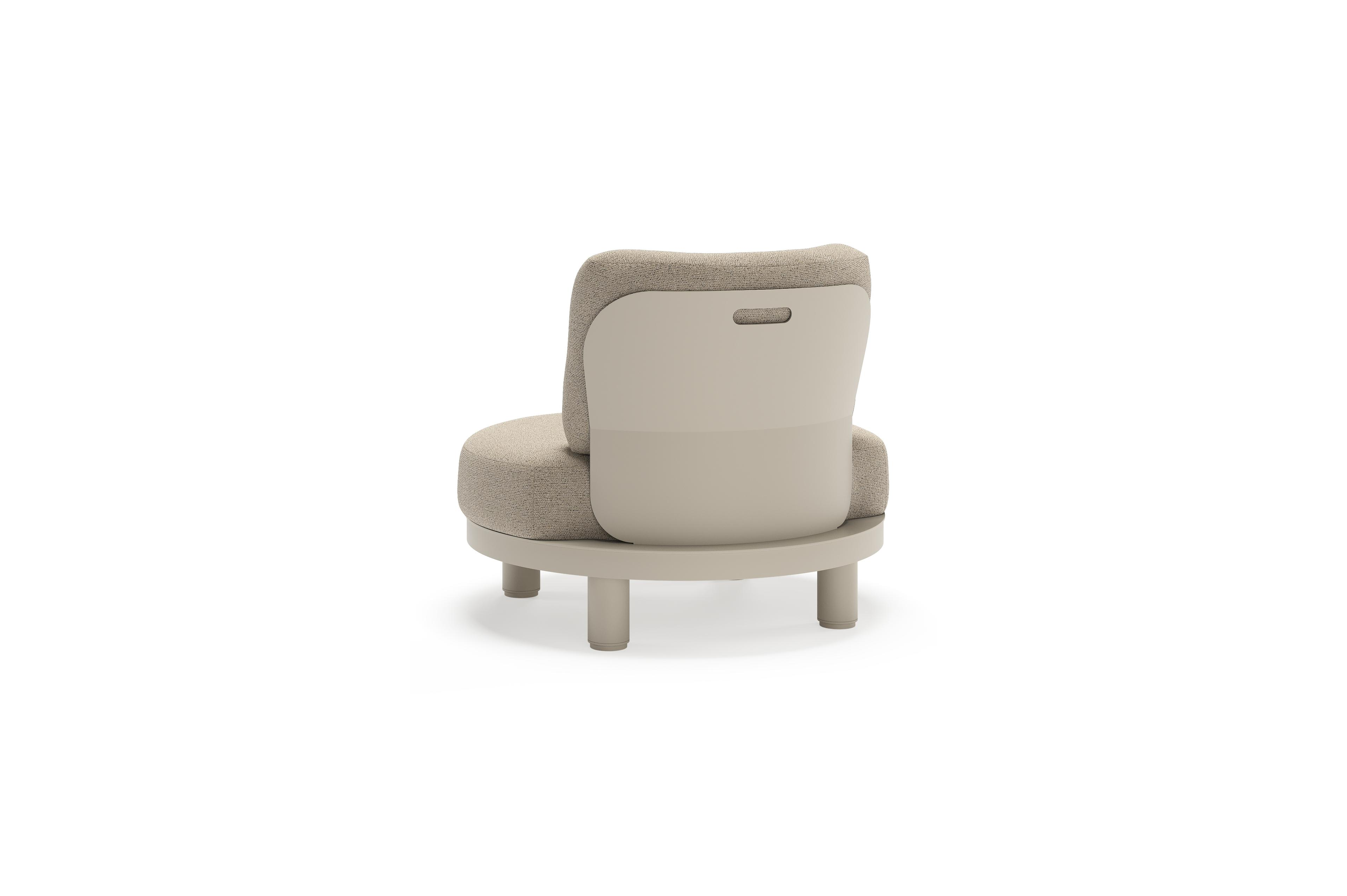 Donato loungestoel in beige aluminium met all weather cosytica Marbella Beige kussen