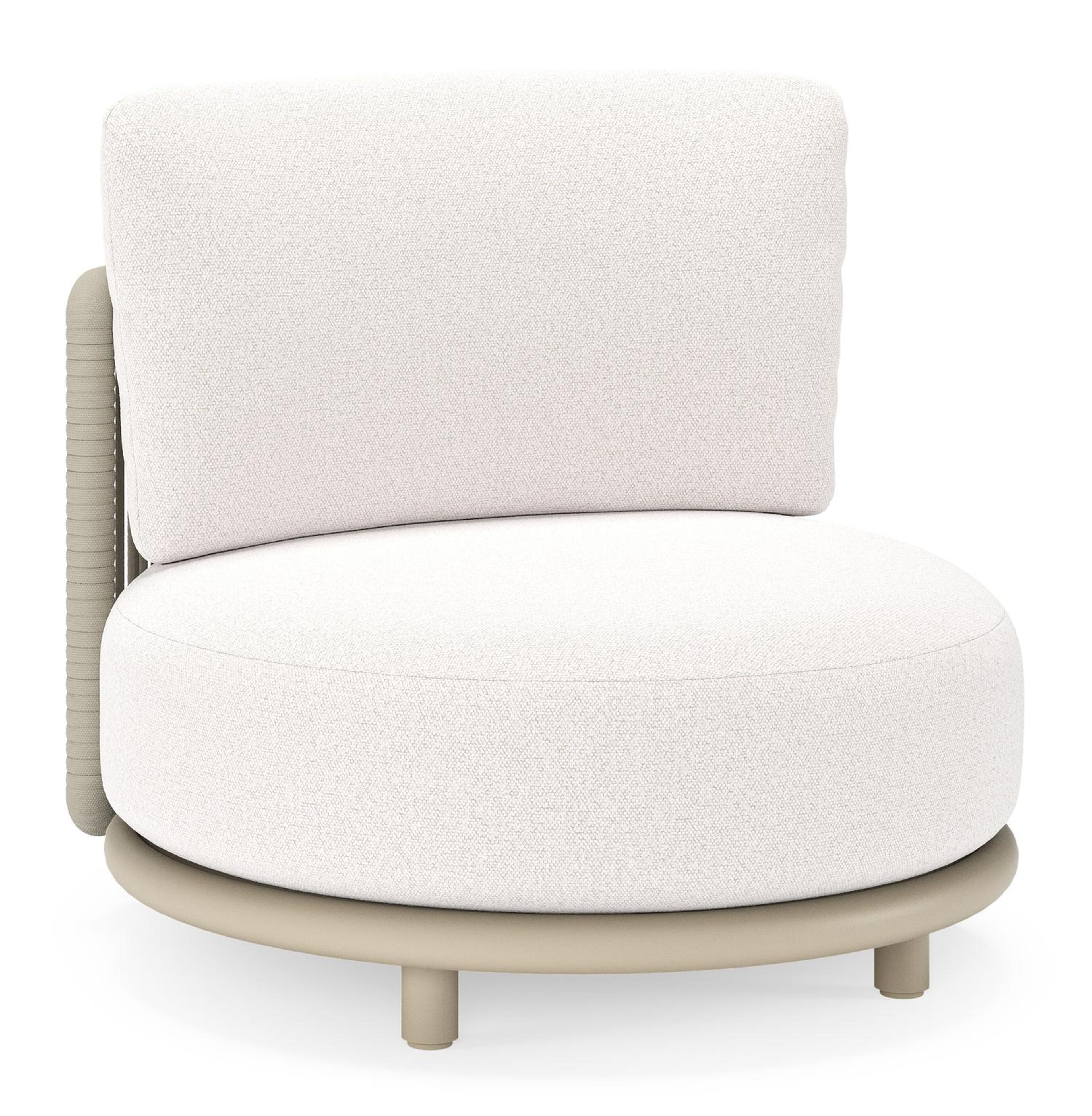 Lomano loungestoel in beige aluminium en beige verticaal geweven luxe vlakke rope met Ego Eggshell all weather solica