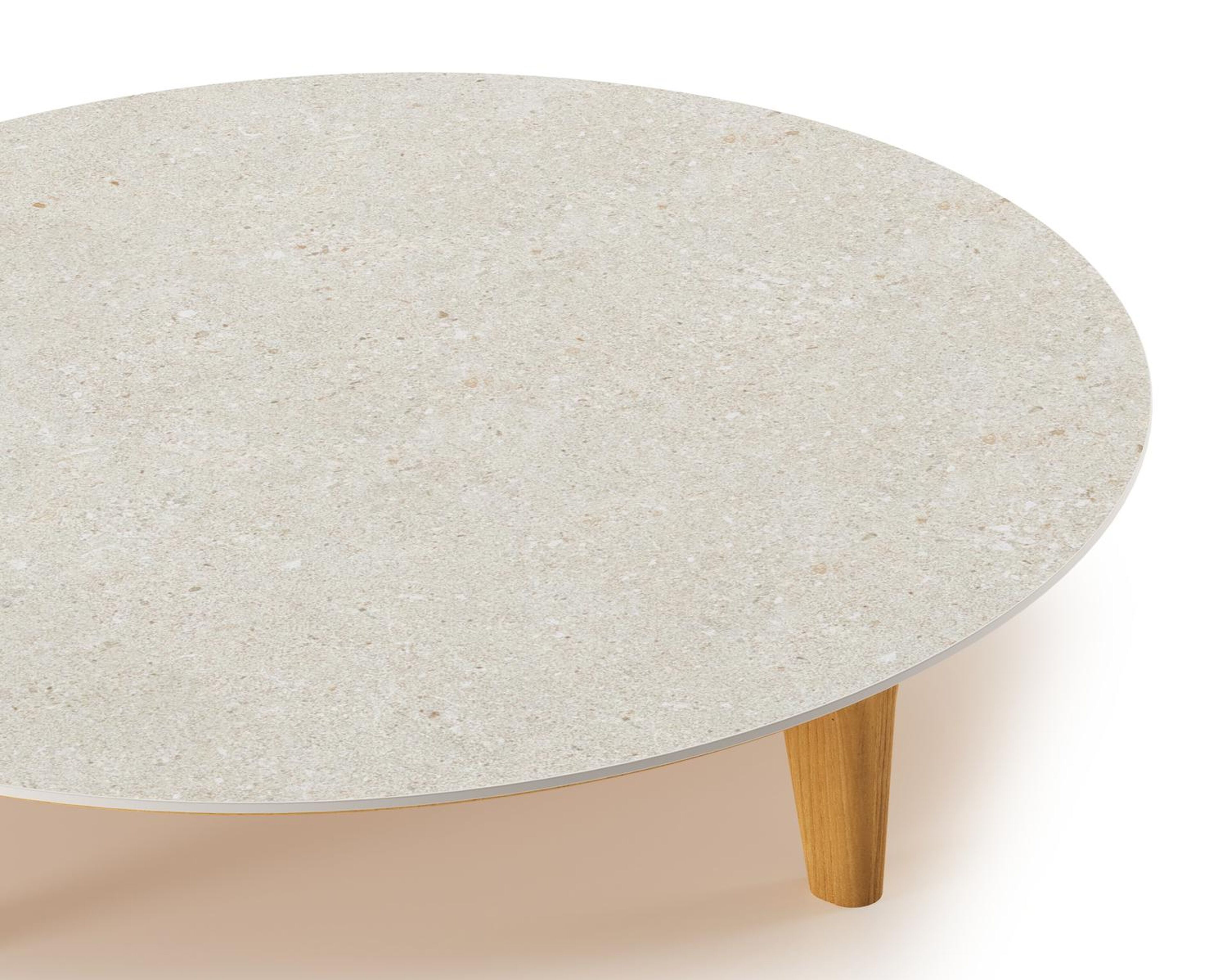 Bomero loungetafel in teak en volkeramiek Shilin - Dia. 85 cm - Dia. 85 x H 20 cm