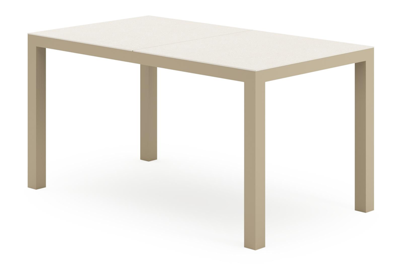 Toma tuinset in beige aluminium en beige sintered stone met 6 stapelbare Bahia tuinstoelen