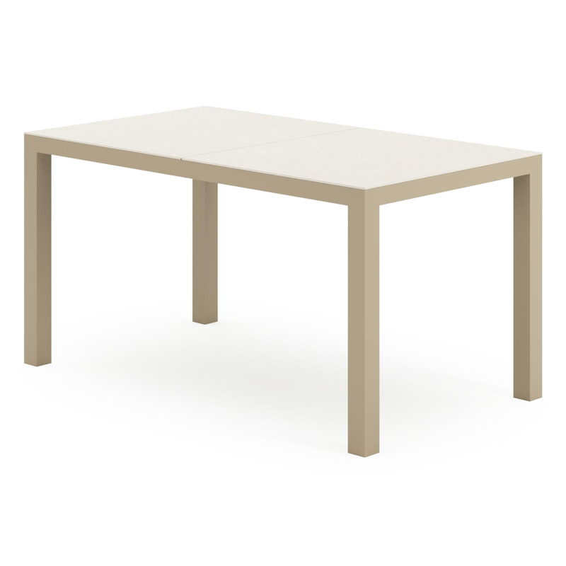 Toma tuintafel in beige aluminium en beige sintered stone - L 140 x B 80 x H 73 cm