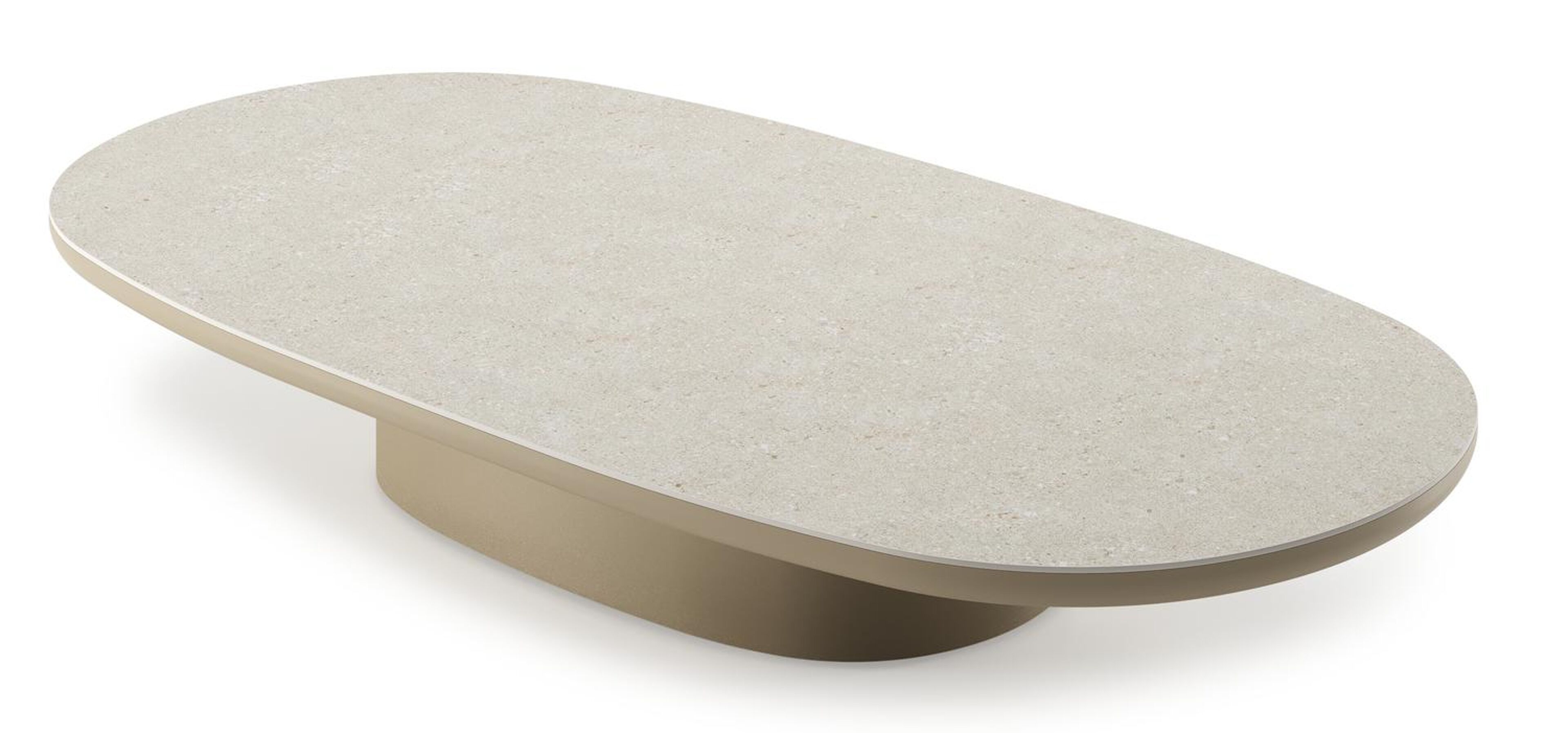 Table de basse Amico bombo en aluminium beige et céramique pleine Shilin - Lg. 171 x Lrg. 89 x Haut. 24 cm