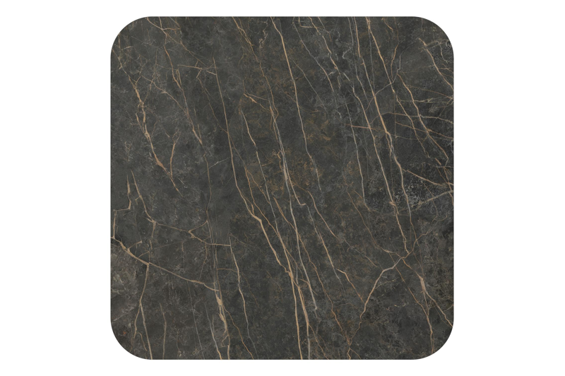 Amico low dining tuintafel afgerond vierkant in beige aluminium en volkeramiek Black Obsession - L 148 x B 148 x H 61 cm