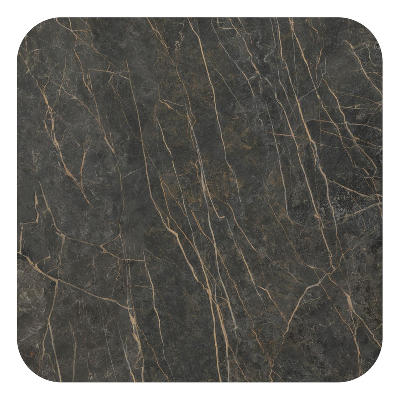 Amico low dining tuintafel afgerond vierkant in beige aluminium en volkeramiek Black Obsession - L 148 x B 148 x H 61 cm