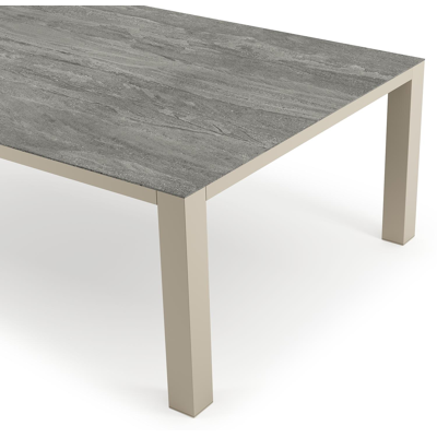 Nano XL tuintafel rechthoekig in beige aluminium en volkeramiek Aspen Grey - L 240 x B 148 x H 75 cm