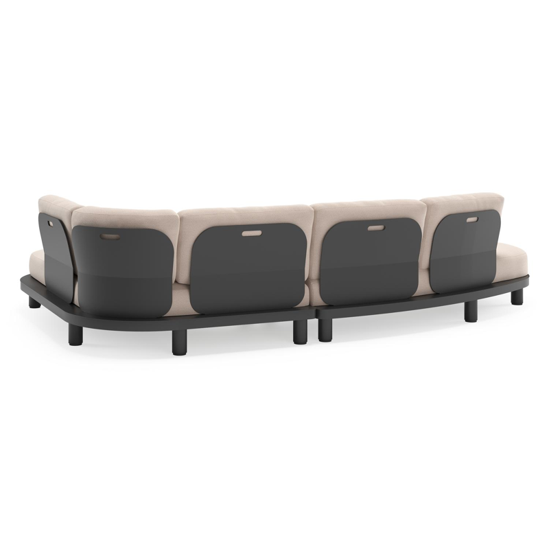 Donato loungehoek in zwart aluminium met all weather sunbrella® luxe Wander Pilat kussen