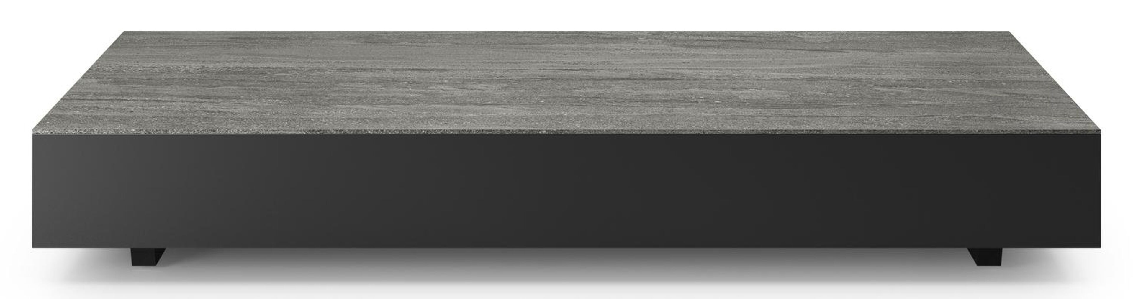 Table basse Como en aluminium noir et céramique pleine aspen grey - Lg 140 x B 80 x H 20 cm