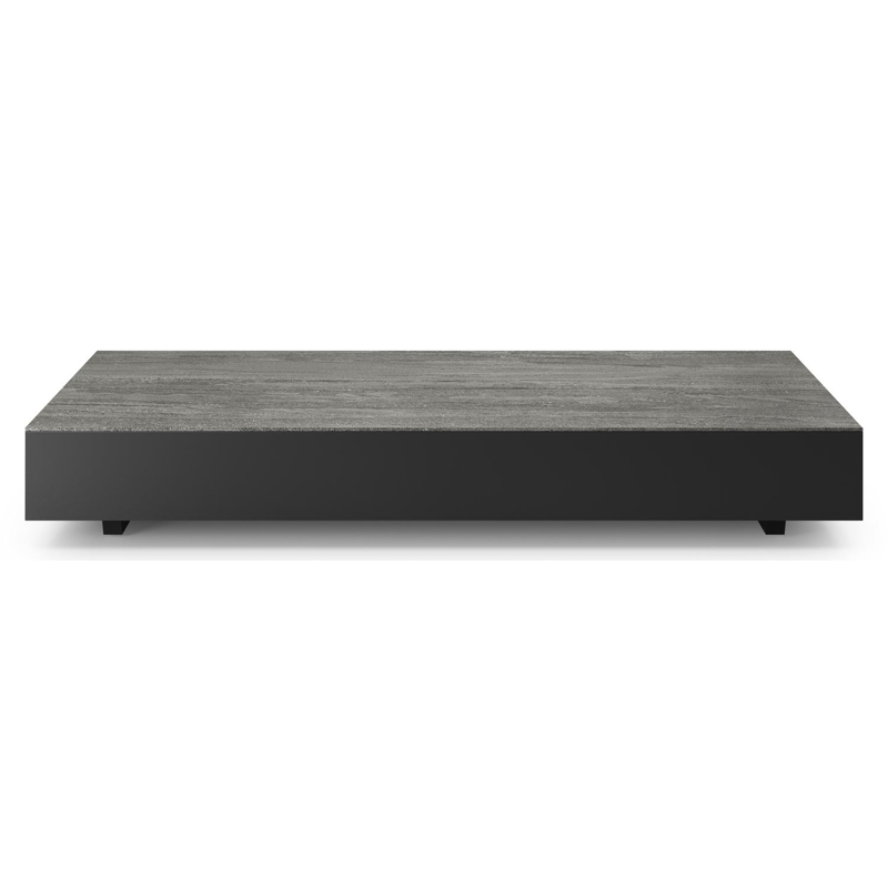 Como loungetafel in zwart aluminium en aspen grey volkeramiek - L 140 x B 80 x H 20 cm