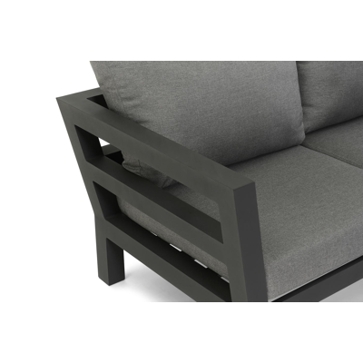 Occaro loungehoek in zwart aluminium met grijs weather+ softtouch kussens
