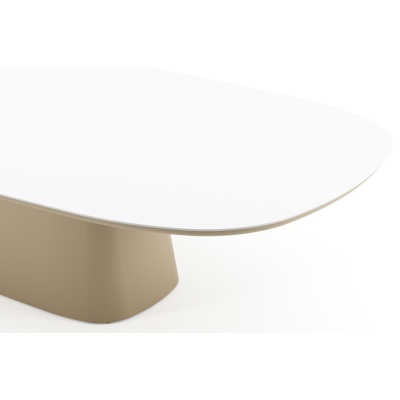 Amico tuintafel bombo xl in beige aluminium en volkeramiek Arctic White - L 320 x B 148 x H 73.5 cm
