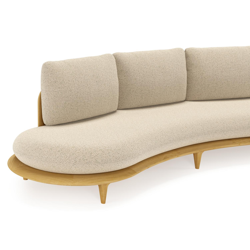 Canape de jardin Bomero en teck et coussins en all weather cosytica bora desert