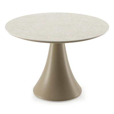 Fano low dining loungetafel rond in beige aluminium en volkeramiek Shilin - Dia. 85 x H 55 cm