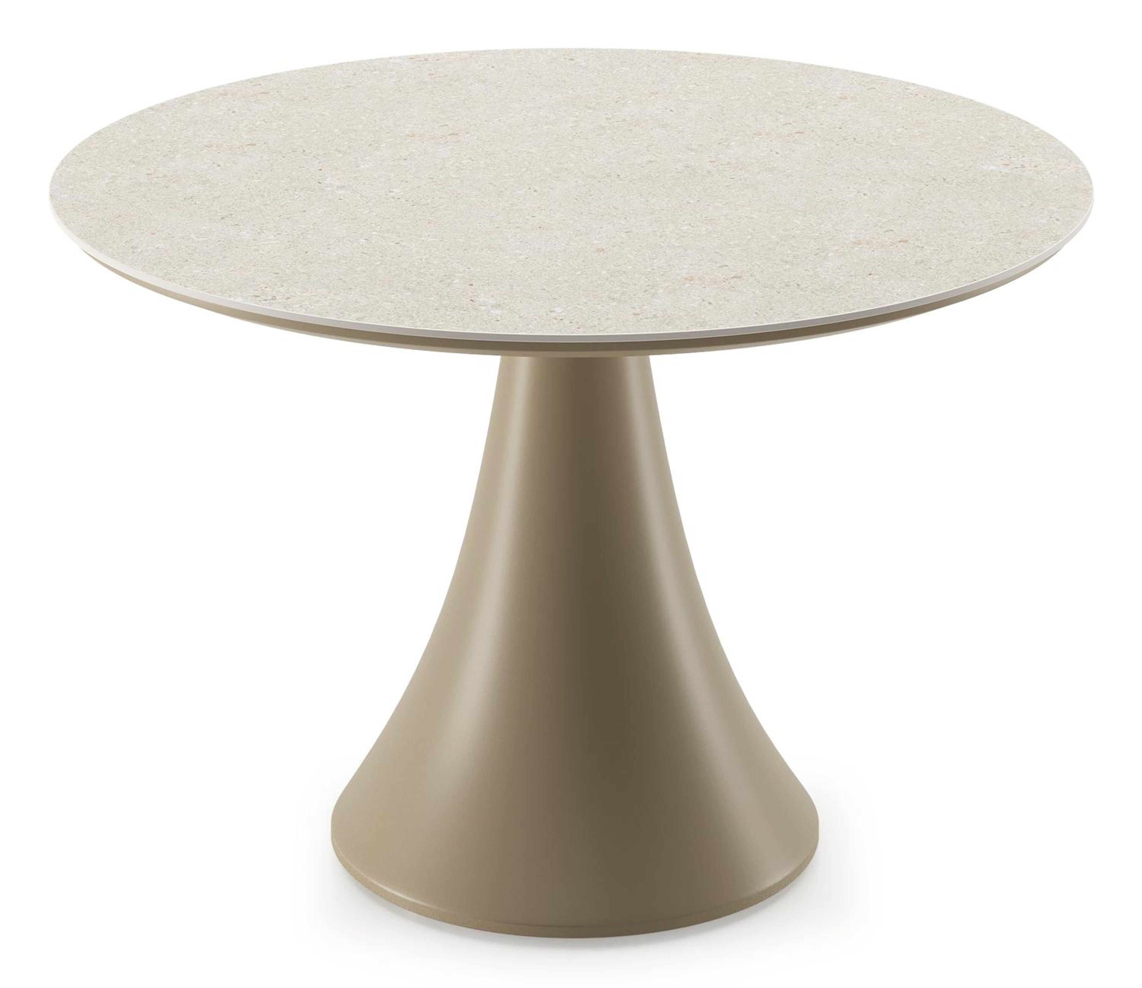 Fano low dining loungetafel rond in beige aluminium en volkeramiek Shilin - Dia. 85 x - Dia. 85 x H 75 cm