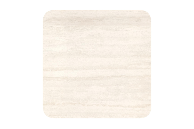 Table de jardin Fano inclinable carré arrondi en aluminium blanc et céramique pleine Travertino Bianco - Lg. 80 x Lrg. 80 x Haut. 72.5 cm