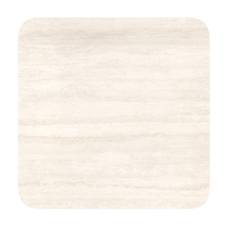 Table de jardin Fano inclinable carré arrondi en aluminium blanc et céramique pleine Travertino Bianco - Lg. 80 x Lrg. 80 x Haut. 72.5 cm