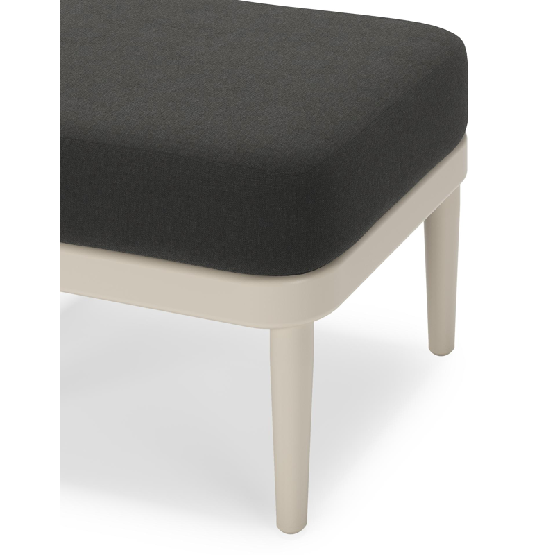 Pouf Orso en aluminium beige et coussins en all weather sunbrella® luxe Natte Sooty