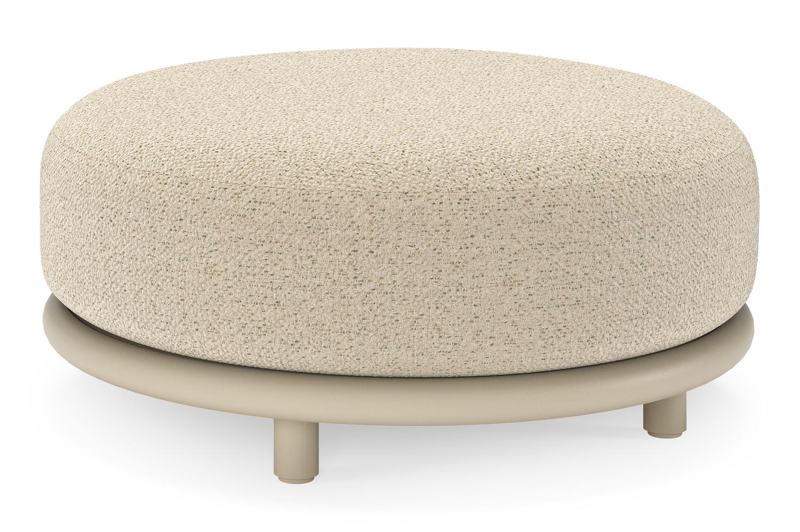 Lomano poef in beige aluminium en beige verticaal geweven luxe vlakke rope met Bora Forest all weather cosytica