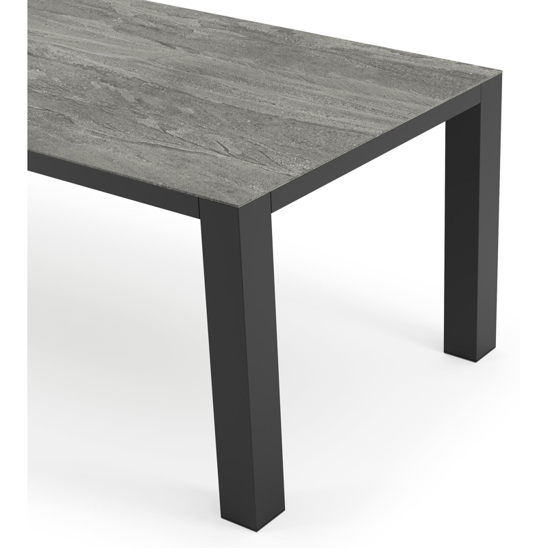 Nano tuintafel in zwart aluminium en volkeramiek aspen grey - L 240 x B 100 x H 75 cm