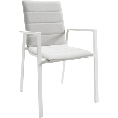 Cirello stapelbare tuinstoel in wit aluminium en grijs luxe comfort textilene