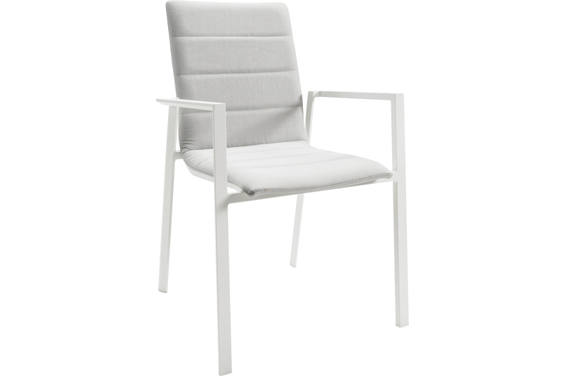 Cirello stapelbare tuinstoel in wit aluminium en grijs luxe comfort textilene
