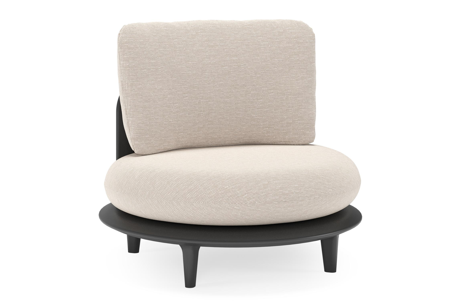 Bomero loungestoel in zwart aluminium met slow farafra all weather sunbrella® luxe kussen